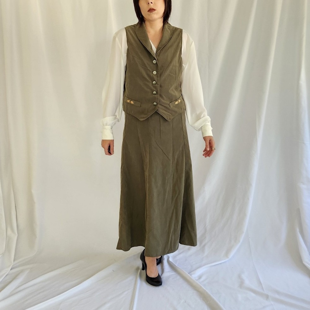 90s(?) Hand Made Green Vest and Skirt Set